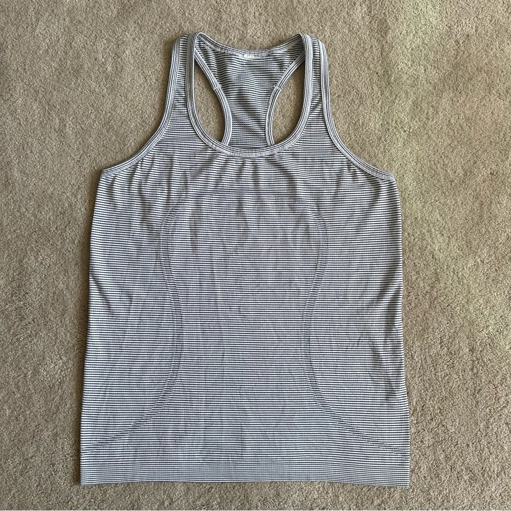 Lululemon Swiftly Racerback Tank White Black Stripe size 10